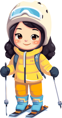 滑雪儿童透明背景插画