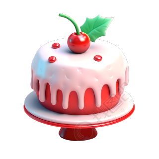 糖霜蛋糕卡通苹果造型3D插图