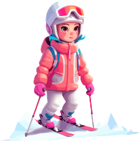 滑雪儿童创意设计扁平插画