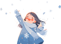 雪景小女孩可商用的创意设计元素