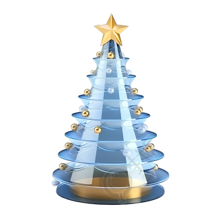 蓝金圣诞树透明背景的图标
