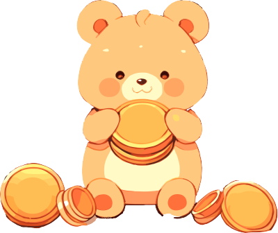 可爱小熊与金币插图素材