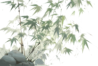 中式传统工笔画绿色竹叶素材
