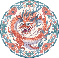 中国龙头圆形花纹设计素材