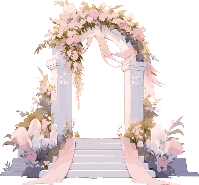 婚礼拱门唯美插画