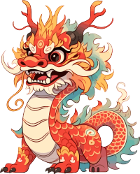 中国龙全框手绘艺术PNG图形素材