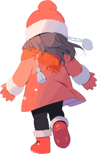 小女孩雪上行走插画