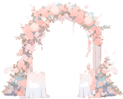 婚礼花门插画高清透明背景创意素材