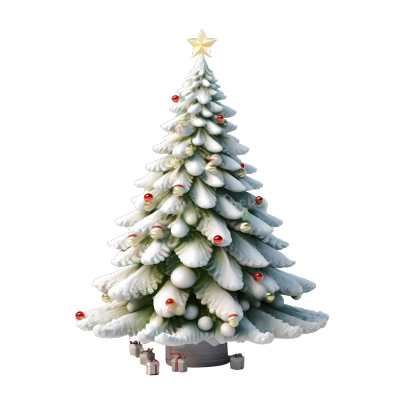 圣诞树可爱的3D渲染插画