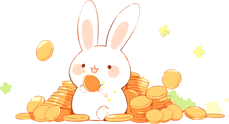 可爱小兔子和金币