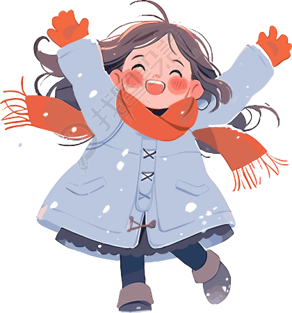 雪景小女孩PNG图形素材