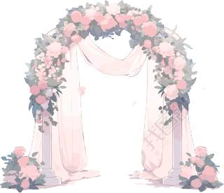 婚礼拱门浪漫唯美矢量插图