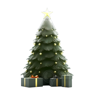 圣诞树高清透明背景3D渲染元素