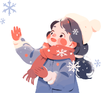 雪景小女孩可商用平面插画