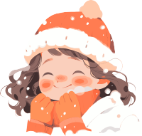 雪景小女孩可爱画风素材
