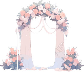 婚礼拱门插画设计元素