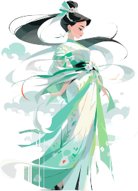 古风少女风情插画素材
