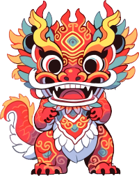 红色中国龙-全框架可爱涂鸦艺术