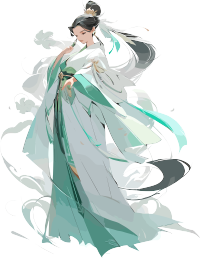 仙女绿衣飘飘插画