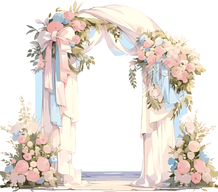 婚礼拱门鲜花设计插画