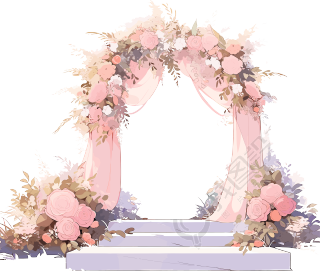 婚礼拱门粉色系素材