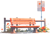 小清新长椅透明背景商业插画
