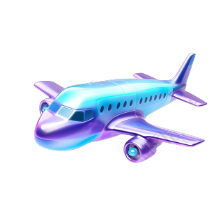 简约漂亮飞机蓝紫渐变3D插图