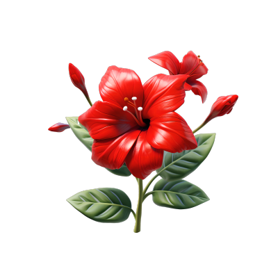 3D花卉模型红色花朵插画