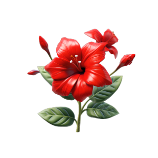 3D花卉模型红色花朵插画