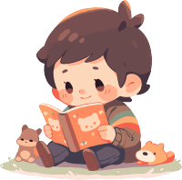 小男孩读书2D图形插画元素