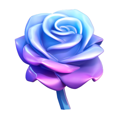 梦幻玫瑰花3D蓝紫渐变图形素材