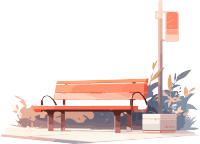 小清新长椅2D图形创意插画