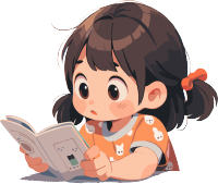 读书小女孩2D图形插画