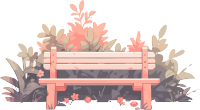 公园长椅透明背景插画