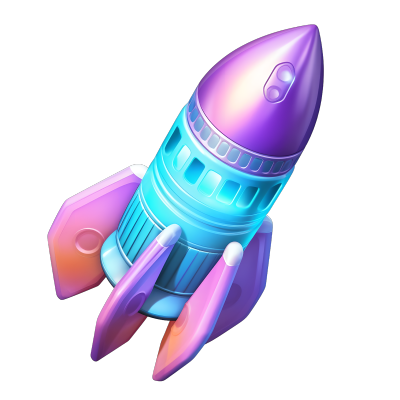 纯净梦幻火箭3D蓝紫渐变插图