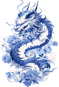 中国龙扁平插画商业素材