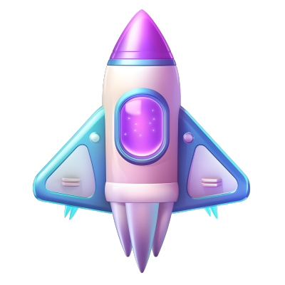 卡通火箭3D蓝紫渐变元素