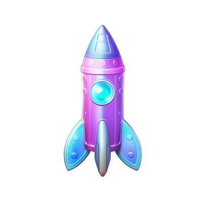 简约火箭蓝紫渐变3D图标素材