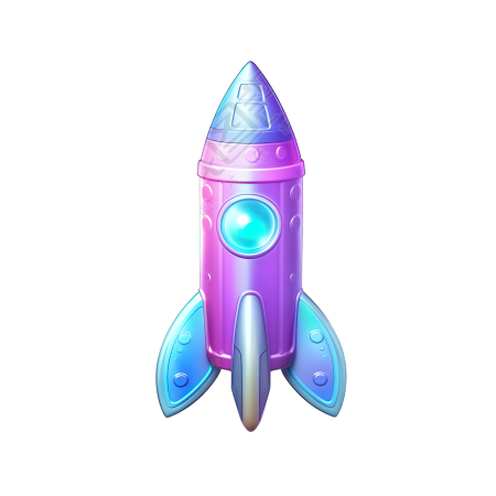 简约火箭蓝紫渐变3D图标素材