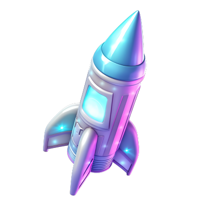 梦幻蓝紫渐变火箭3D素材