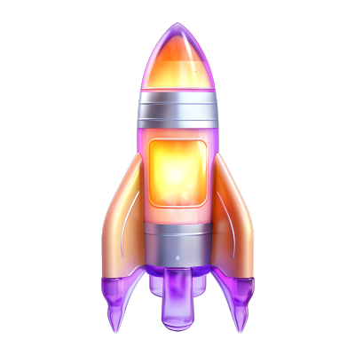 简约可爱火箭3D蓝紫渐变素材