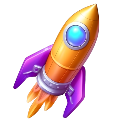 动漫风格火箭3D蓝紫渐变素材