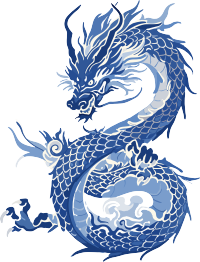 中国龙的蓝白插画