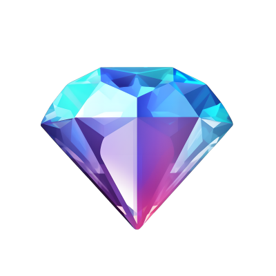 梦幻钻石3D蓝紫渐变PNG元素