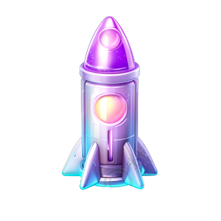 卡通火箭蓝紫渐变3D图标设计元素