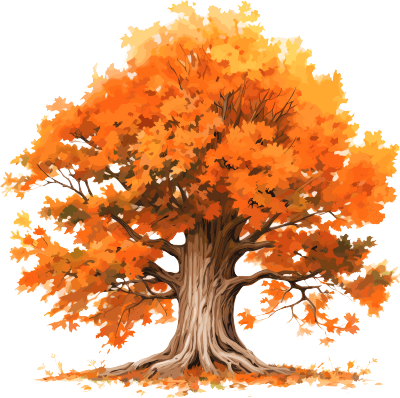 秋天的大树插画设计素材