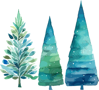 三个圣诞树PNG图