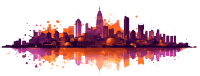 橙色城市天际线图