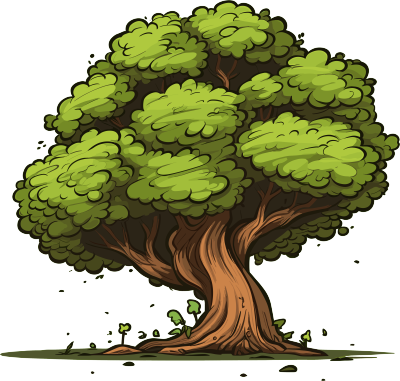 绿色木质卡通树插画