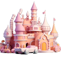 梦幻城堡过山车主题公园3D立体艺术